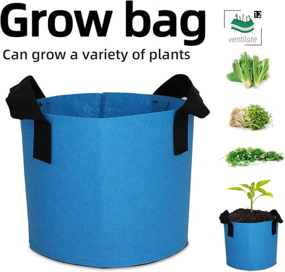 Grow Bags,Growing Pot Bags Garden Grow Bag Indoor Outdoor Fabric Aeration Plant Pot Container Flower Vegetable Pouch (Sky Blue,12Gallon)