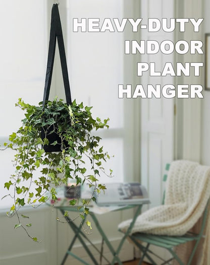 Dual-Use Felt Hanging Planter & Plant Hanger Set - 2 Pack 6.5 Inch with 2 Hooks, Breathable Hanging Planter Basket for Indoor/Outdoor, Balcony Planter for Succulent, Strawberry, Herbs, Orchids (Black)