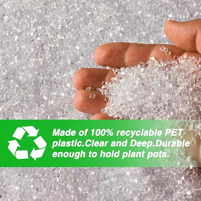 18 Pieces Plastic Plant Saucers - Clear Deep Drip Trays, Thickened Saucers for Pots, Plant Drip Trays for Home Garden Indoor and Outdoor Potted Plants(6, 8, 10 Inch)