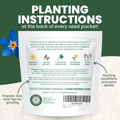 Chinese Forget Me Not – 4,000 Seeds for Planting – 2026 Season – 1 Ounce Pouch