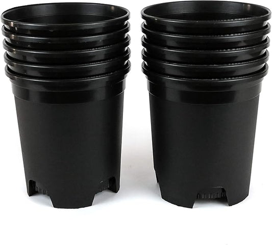 1 Gallon Nursery Pot Plastic Planters for Outdoor Indoor Plants Gardening Flower Pots 10-Pack 6 Inch Plant Pots with Drainage Holes