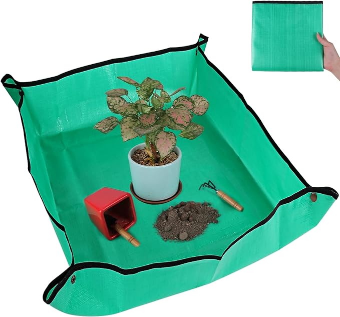 Azureblue 2 Pcs Plant Repotting Mat for Indoor Plants Potting Soil Mix, Waterproof Plant Repotting/Potting Tray