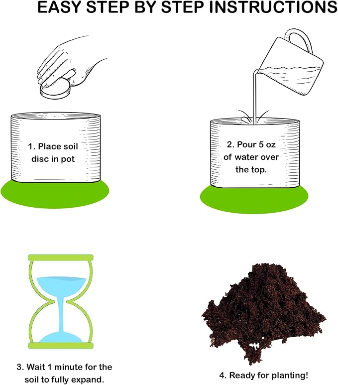 16 Pack Expanding Organic Fiber Soil, Amazing Potting Soil for Indoor Plants & Herbs. Soil Discs Made from Coco Coir. Expands to Fit 3” and 4” Pots.