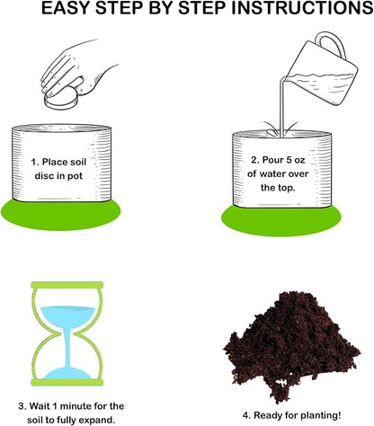 16 Pack Expanding Organic Fiber Soil, Amazing Potting Soil for Indoor Plants & Herbs. Soil Discs Made from Coco Coir. Expands to Fit 3” and 4” Pots.