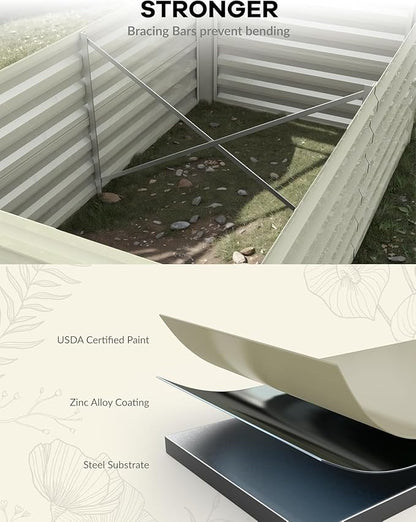 GarveeLife 2pcs 6x3x2 ft Galvanized Raised Garden Bed, 24" Tall Metal Planter Box for Flowers Vegetables, Rust-Resistant Raised Garden Beds for Gardening, Easy Assembly Outdoor Garden Box & Planters