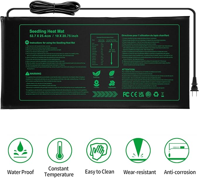 Seedling Heat mat | 2 Pack | Durable Waterproof | Heat Mats for Seed Starting,Seed Germination Heating Mat 10 x 20.75 Inch