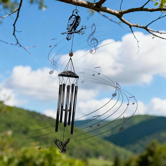 Patriotic Wind Chimes Outdoor Decor - 40" Bald Eagle Large Wind Chimes for Outside Deep Tone,Memorial Windchimes for Backyard Balcony Porch Home Decor,Best Gifts for Women/Men Friend Birthday Holiday