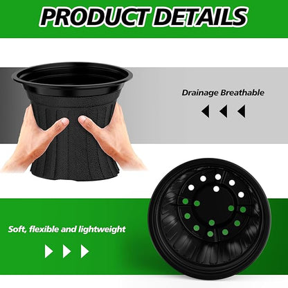 50 Pcs 3 Gallon Planter Nursery Pots, Seed Starting Pot Plastic Flower Seedling Pots with Drainage Holes Flexible Plant Container for Garden Lawn Yard Plants Seedlings (50, 3 Gallon)