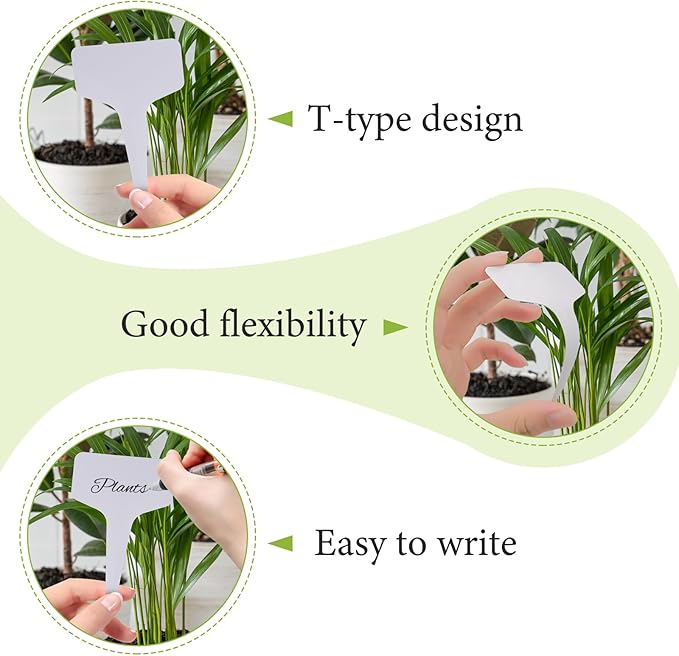 95pcs Plastic Plant Labels, 6x10cm Waterproof Plant Name Tags for Identifying Outdoor and Indoor Seedling, Herbs, Vegetables, Flowers, Potted Plants (White, 95pcs)