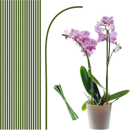 20Pcs Plant Stakes,Plant Sticks,Garden Green Bendable Single Stem Plant Support Stakes for Indoor and Outdoor Plants,Potted Plants,Flowers Orchid Peony Rose-16 Inches