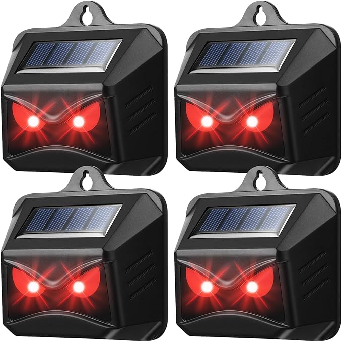 Solar Control Light Nocturnal Animal Repeller Outdoor Deterrent Devices Light Sensor Animal Repellent for Skunk Deer Coyote Fox Raccoon Cat Garden Yard Farm Chicken Coop (18, Black)
