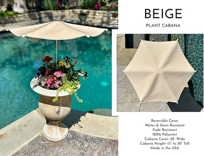 Fixed Plant Shade for Potted Plants 28" x 30" Outdoor Container Sun Shade Cover Premium Fabric Canopy with Fiberglass Frame & Soil Anchor Stripes & Solids Assembly Required