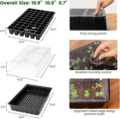 SOLIGT 60 Cell Seed Starter Kit with Grow Light and Heat Mat, Seed Starter Tray with Higher 4.3” Humidity Dome, 4/8/12/18H Timer, Flexible Light for Indoor Seed Starting & Seedling