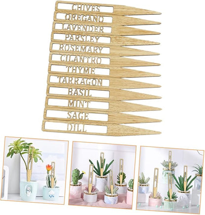 12Pcs Wooden Plant Labels Reusable Decorative Garden Tags for Potted Plants Gardening Labels for Garden Decorations Markers