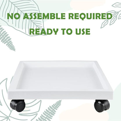16.5 Inch Square Rolling Plant Caddy Saucer with Wheels, Heavy Duty Wheeled Planter Stand for Potted Plant, Coaster Roller Base Tray with Casters, Flower Pot Dolly Holder for Indoor Outdoor