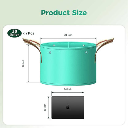7 Pcs 30 Gallon Potato Grow Bag, PE Garden pots Plant Grow Bag with Branch-Binding Holes and Drain holefor for Vegetables, Strawberries, Flowers