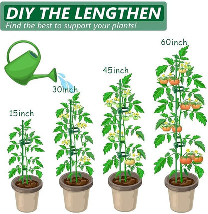 Plant Stakes 15inch 10Pcs Plant Support Stakes Orchid Stakes Extended to 2ft 3ft 4ft, Toylin Garden Stake with Clips for Indoor Outdoor Plants, Monstera,Orchids,Tomatoes
