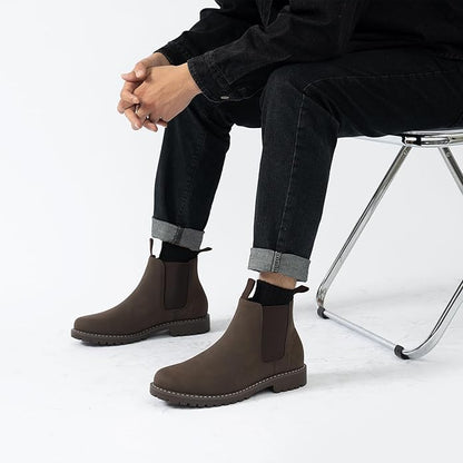 CGRRBW Mens Slip On Chelsea Boots, Work Hiking Ankle Booties For Men Comfortable and Lightweight