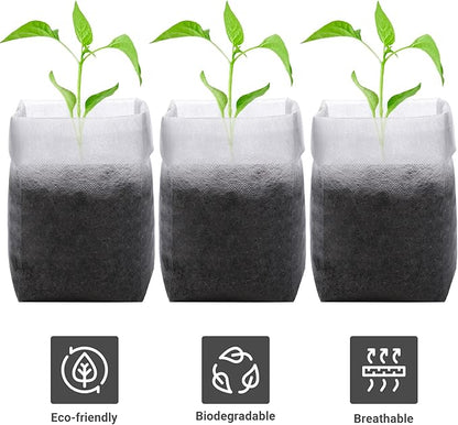 Greaner Nursery Growing Bags - 7.8x10.2 inches, 100PCS Non-Woven Biodegradable Plant Nursery Bags, Seed Starting Pots Pouches for Vegetables, Flowers, Fruits, Trees, Home Garden Supply