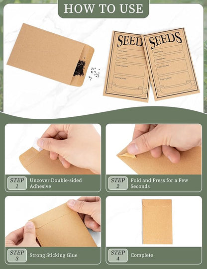 Metal Seed Storage Organizer, Seed Storage Box with Safety Locks, Compartments Box with 3 Clear Plant Nursery Pots, 40 Plant Labels, 30 Seed Envelopes, 1 Marker Pen
