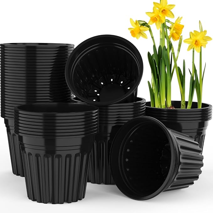 50 Pcs 3 Gallon Planter Nursery Pots, Seed Starting Pot Plastic Flower Seedling Pots with Drainage Holes Flexible Plant Container for Garden Lawn Yard Plants Seedlings (50, 3 Gallon)