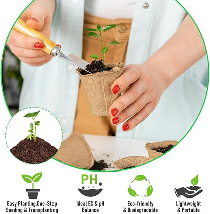 Riare 50 Pcs 30mm Organic Coco Coir Seed Starter Soil, Compressed Coconut Coir Potting Soil Mix for Seed Starting, Coconut Fiber Pellet for Planting Indoor & Outdoor Plants, Vegetables, Garden