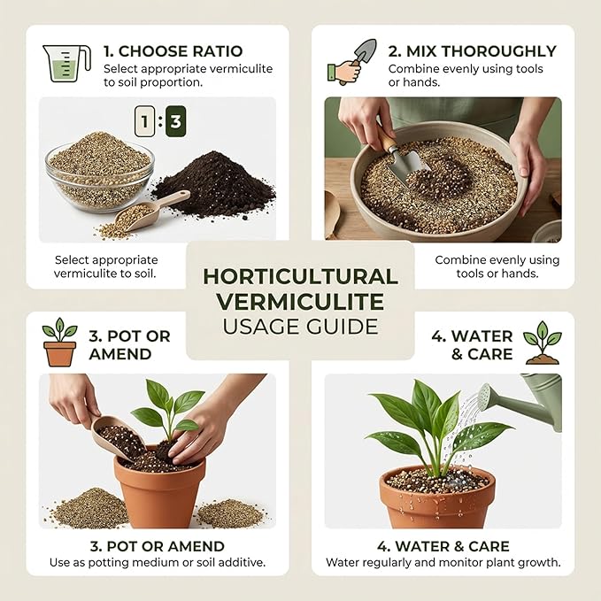 Sukh 43OZ Vermiculite - Organic Vermiculite for Gardening Plants Fine Horticultural Soil Amendments Bulk Additive Perfect Potted and Garden Professional Grade 1-3mm