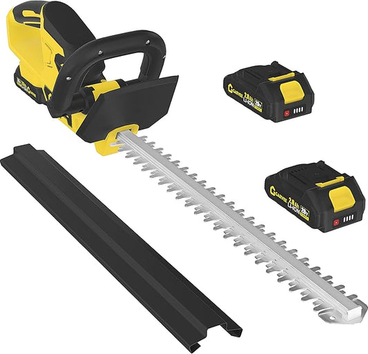 Hedge Trimmer Cordless with Battery, Electric Hedge Trimmer, 22 Inch Handheld Bush Trimmers, with 2 20V 2.0Ah Batteries and Charger, Brushless Motor, Dual Safety Switch, for Gardening, Lawns