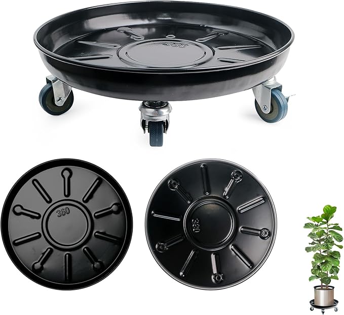 Choclaif Plant Caddy with Wheels,3 Pack Black Heavy Duty Plant Stand with Universal Wheels,Round Pot Trolley for Indoor Outdoor (16.14)