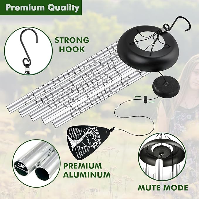 36'' Sympathy Memorial Wind Chimes for Loss of Father Sympathy Gift Remembrance Bereavement Memorial Gifts for Loss of Dad Father Loved One in Memory of Dad