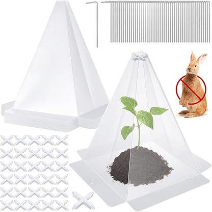 30 Pieces Garden Cloches for Plants, Reusable Plastic Plant Seedling Protector with 60 Ground Securing Peg, Transparent Bell Jar Cloches to Protect Plants from Birds, Slugs, sun, Frost, Freeze Weather