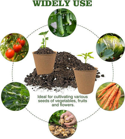 Biodegradable Peat Pots for Seedling - 120 Pack 3.15 inch Biodegradable Plant Seed Starters Kits with 30 Plant Labels, Garden Germination Nursery Pots for Flower Vegetable Seed Germination