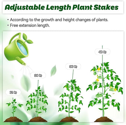 Plant Stakes 12 Inch Adjustable Length Plant Support Stake Orchid Stick with Clips Garden Pole for Indoor Outdoor Tomatoes Beans Vegetable