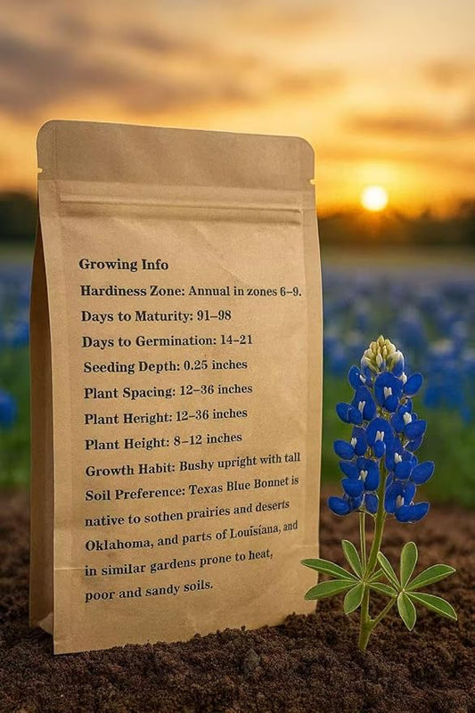 Texas Bluebonnet Seeds by LOSEEDSOO – 0.5oz Pack with 700+ Seeds – Easy to Grow Annual Wildflower – Heat & Drought Tolerant – Native to Texas Prairies – Vibrant Blue Spring Blooms
