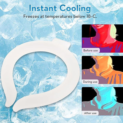 2PCS Neck Cooling Tube with Cold Insulated Bag,Reusable Ice Neck Ring Wearable Body Cooling Products for Summer Heat (White*2)