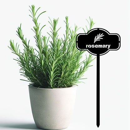 6 Piece Set Laser Cut Metal Garden Markers - Reusable Steel Tags for Potted Plants, Garden & Greenhouse. Durable Label for Kitchen Herbs & Spices