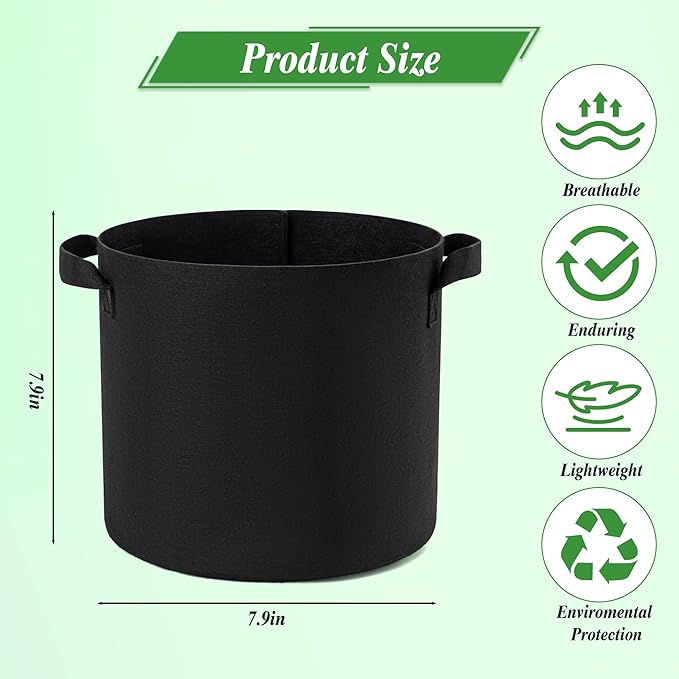 2 Gallon Lily Plant Pots for Pond, 6 Pack Aquatic Planter Thickened Fabric Felt Pots with Handles, Durable Breathe Reusable Plant Grow Bag for Aquatic Plants, Flower, Carrot, Potato, Tomota