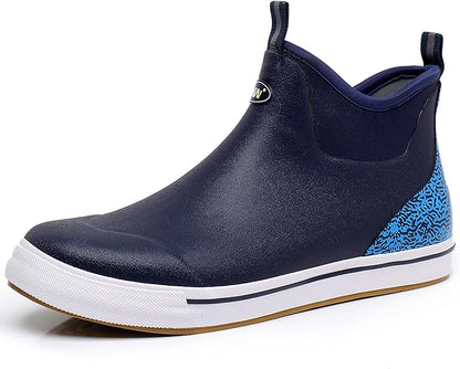 WTW Unisex Rain Boots for Men and Women Waterproof Rubber Fishing Deck Boots Neoprene Boots Slip on Ankle Garden Shoes