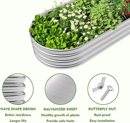 GADI Metal Raised Garden Bed 2Sets Galvanized Planter Box for Vegetables, Flowers, Herbs, and Succulents