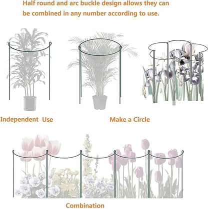 6 Pack 15.8 Inch High Plant Stake,Garden Plant Support,Half-Round Peony Cage Plant Ring Hoop