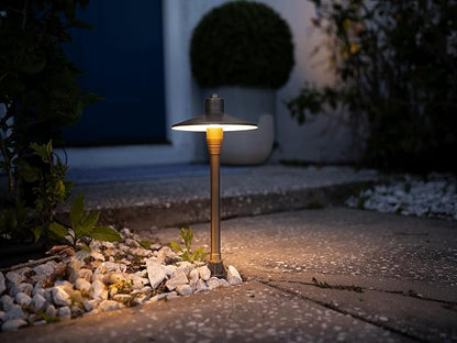 G2 12V Brass Mini Path Light (15" Tall) with 3W 2700K Warm White G4 LED Bulb for Low Voltage Landscape Lighting on Outdoor Pathway, Walkway, Garden, Driveway or Patio