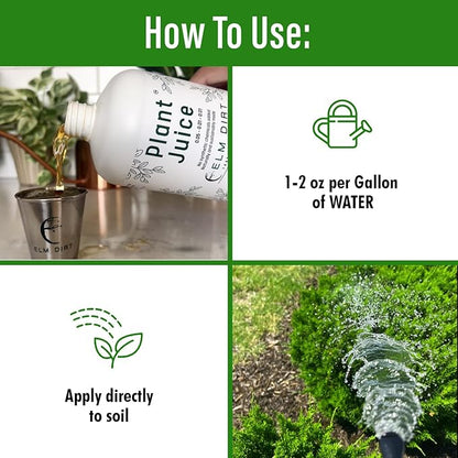 Elm Dirt Plant Juice Organic Fertilizer for All Purpose Plants - Plant Food Indoor House Plants | Liquid Plant Food Outdoor & Indoor Plant Fertilizer for Vegetables, Succulents & Hydroponics, 3Bottle