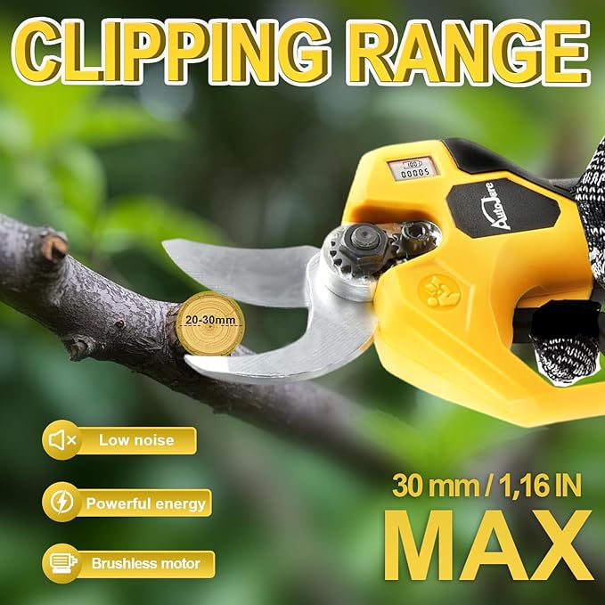 Electric Pruning Shears Compatible with Dewalt 20V Battery Brushless Electric Shears with LCD Display 0.8-1.2 Inch Cutting Diameter for Gardening, Branch, Tree Trimming (NO Battery)