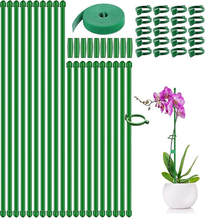 20Pcs Plant Support Stakes 17inch &11inch,Toylin Adjustable Length Plant Support Stake Orchid Stick with Clips for Indoor Outdoor,Garden Pole for Potted Orchid Tomato Vegetables