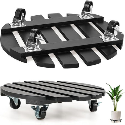 2 Pack Plant Stand with Wheels, Plant Caddies with 360° Lockable Smooth Sliding Wheels Durable Sturdy, Outdoor/Indoor Heavy Duty Rolling Plant Stand for Plant Pot,Flower Pot (Black 14")