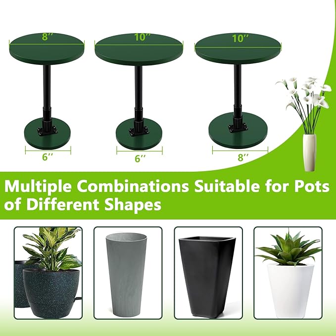 Adjustable Height Plant Risers for Inside Pots, 17.5-32" Planter Inserts for Large Pots, Planter Lift Insert for Tall Square Round Taper Planters (6" 8" 10" Base or Top)