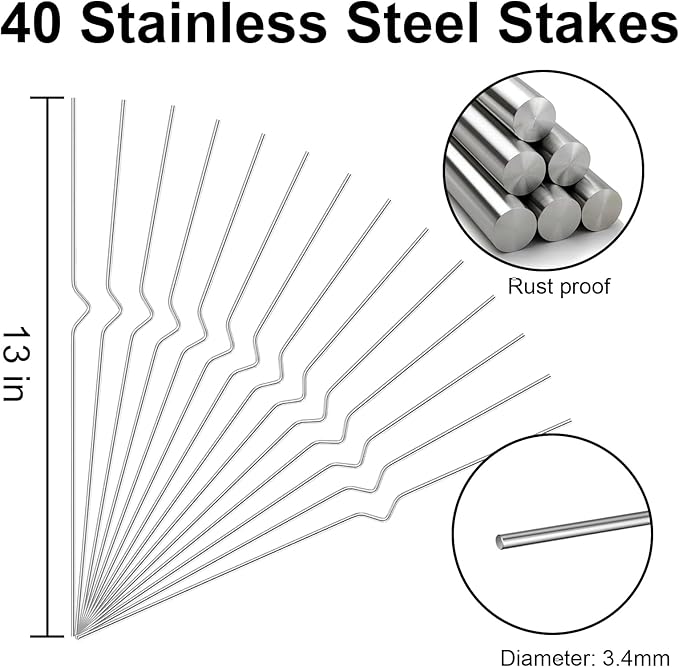 Nicunom 40 Pack Yard Sign Stakes Metal, 13 Inch Yard Stakes for Signs, Heavy Duty Wire Lawn Sign Stake Sign Holder Stand for Halloween Christmas Corrugated Plastic Sign