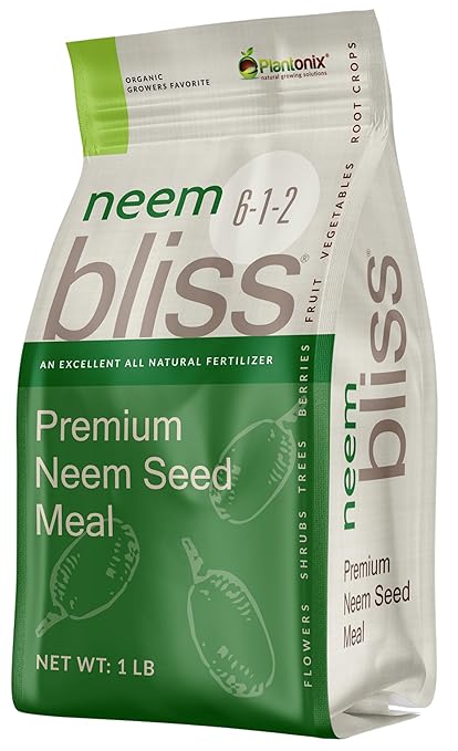 Neem Bliss (1lb) - Neem Seed Meal - Organic Neem Cake for Plants - OMRI-Listed Fertilizer for Plants, Vegetables, Lawns, & Gardening - 100% Natural & Renewable Garden Fertilizer