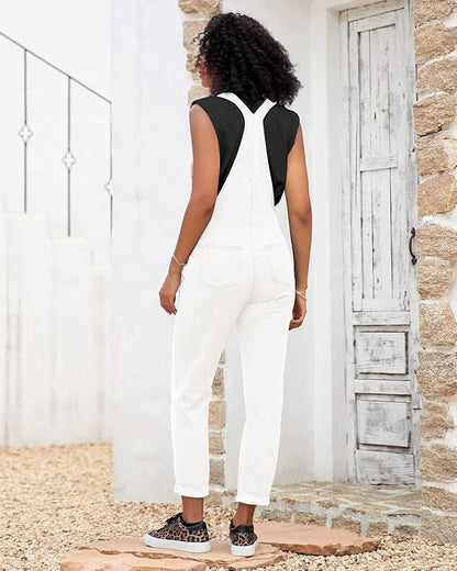 Vetinee Womens Classic Adjustable Straps Pockets Denim Bib Overalls Jeans Pants