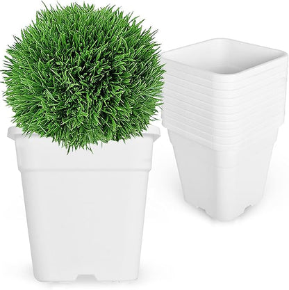 10-Pack 3 Gallon Square Planter Nursery Pots, Flower Plant Container Injection Molded Plastic Nursery Pots Gardening Pots for Indoor Outdoor Vegetables, Succulents, White